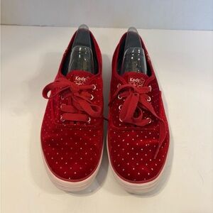 Keds Taylor Swift red velvet rhinestone accented tour sneakers size 8.5